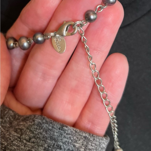 Vintage Boho Lia Sophia Abalone Shell Purple Glass Beads Pearled Necklace - Picture 4 of 6